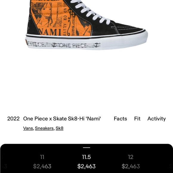 Vans One Piece Limited Edition Nami Size 11.5 Mens - Picture 5 of 5